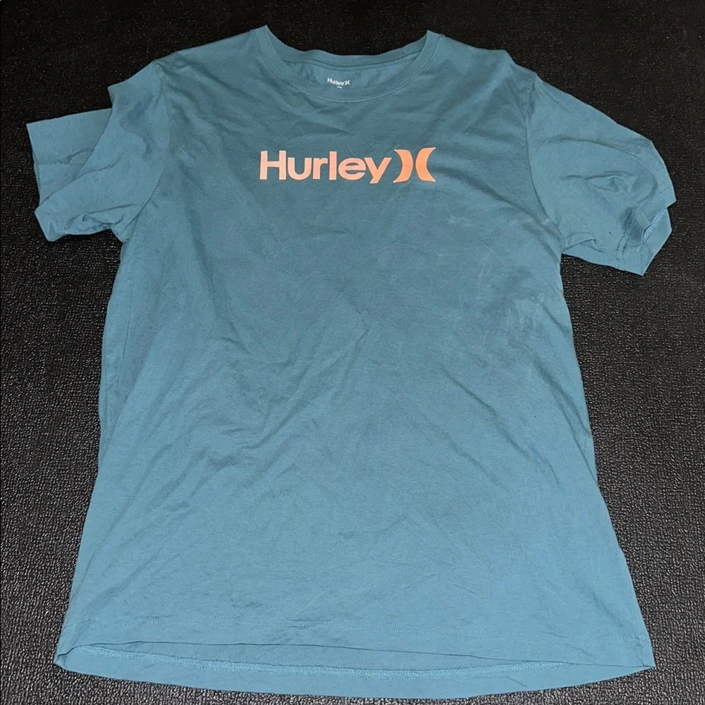 Hurley Men's Blue T-Shirt with Orange Logo size Large - Picture 3 of 7